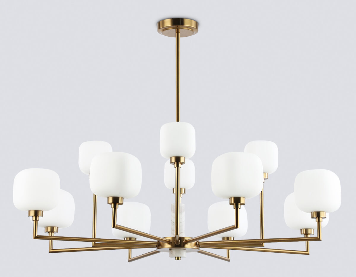 LH53019/12 BS/FR латунь/белый матовый G9*12 max 40W D910*680 — изображение 3