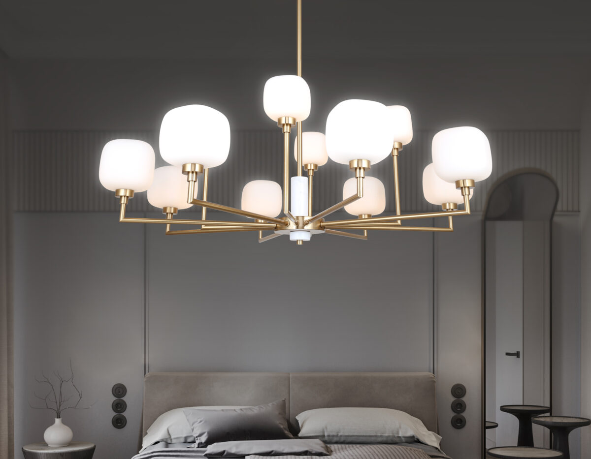 LH53019/12 BS/FR латунь/белый матовый G9*12 max 40W D910*680 — изображение 7