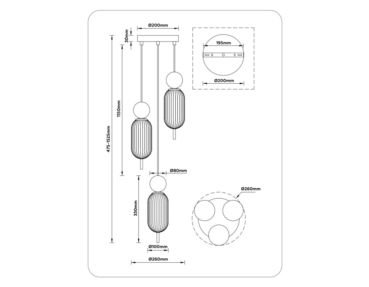 LH53102/3 BS/GR/FR латунь/серый/белый матовый G9*3 max 28W D260*1525 — изображение 6