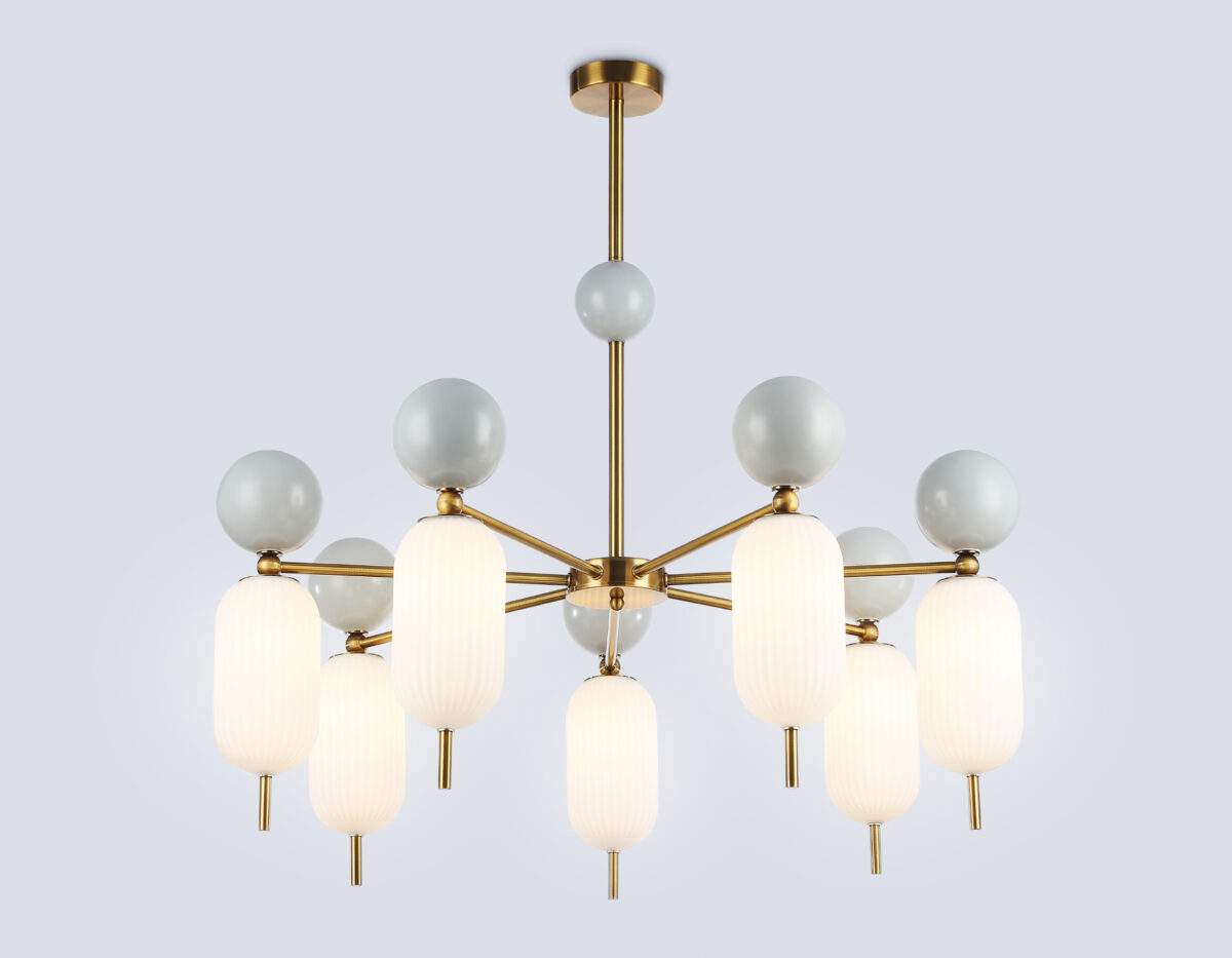 LH53106/7 BS/GR/FR латунь/серый/белый матовый G9*7 max 28W D800*800 — изображение 2