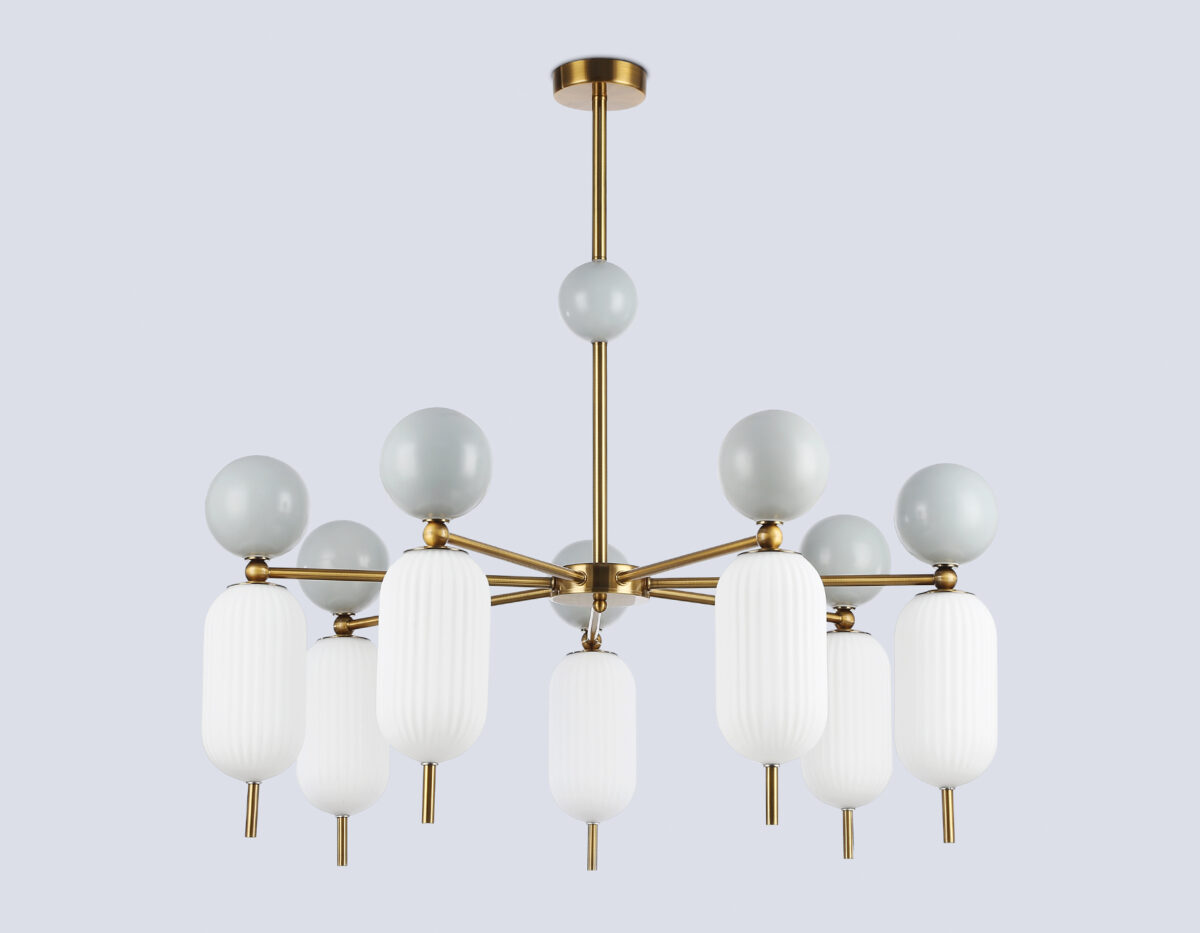 LH53106/7 BS/GR/FR латунь/серый/белый матовый G9*7 max 28W D800*800 — изображение 3