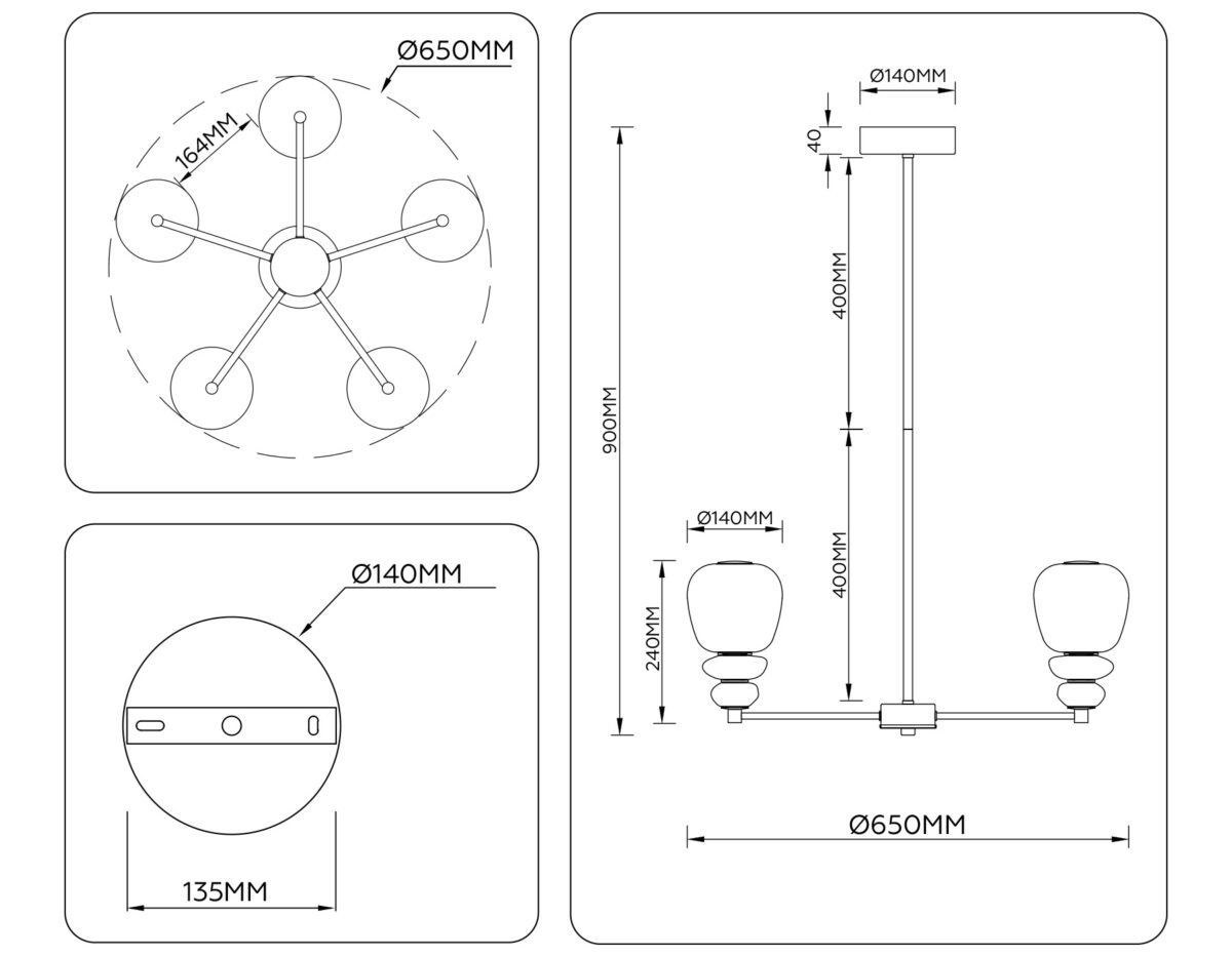 LH53164/5 SB/WH бронза/белый 40W 3000K D650*900 — изображение 8