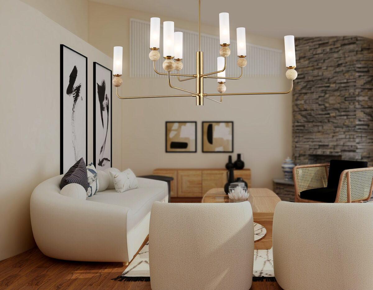 LH53252/8 BS/FR латунь/белый матовый E14*8 max 40W D1260*1445 — изображение 8