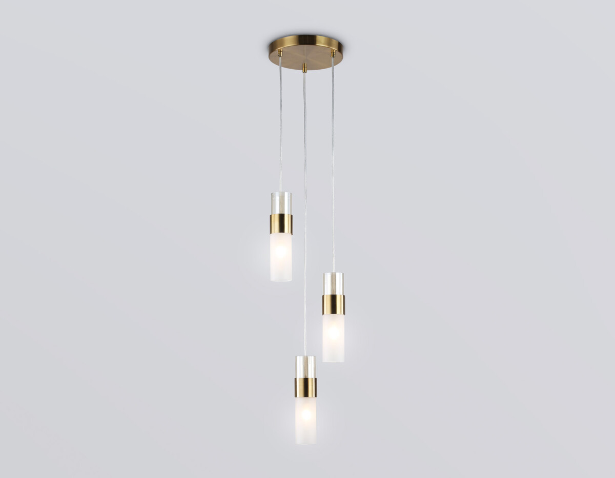 LH55112/3 BS/FR/TI латунь/белый матовый/янтарь E14*3 max 40W D220*1200 — изображение 1