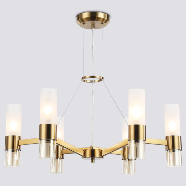 LH55114/6 BS/FR/TI латунь/белый матовый/янтарь E14*6 max 40W D650*1080