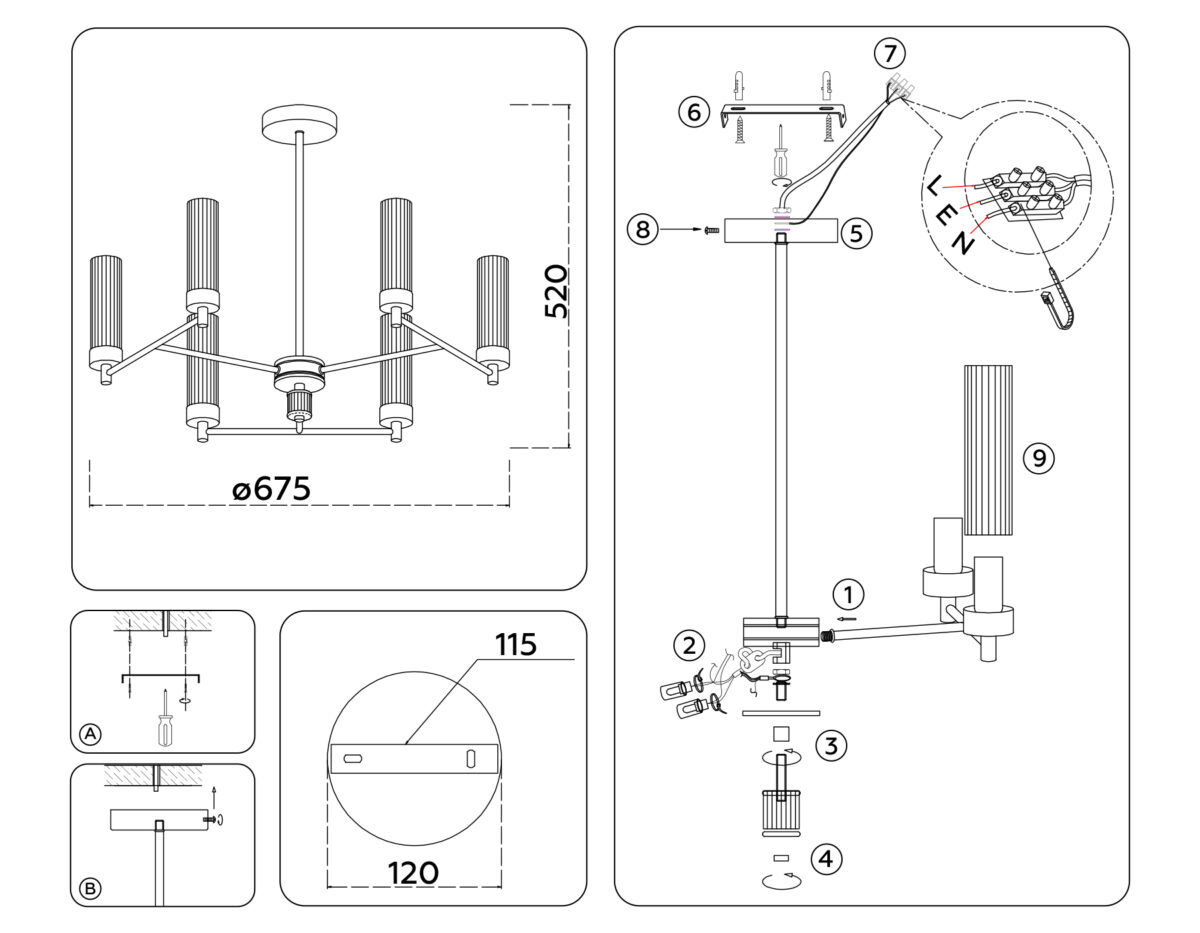 LH55151/6 CH/CL хром/прозрачный E14/6 max 40W D675*520 — изображение 6