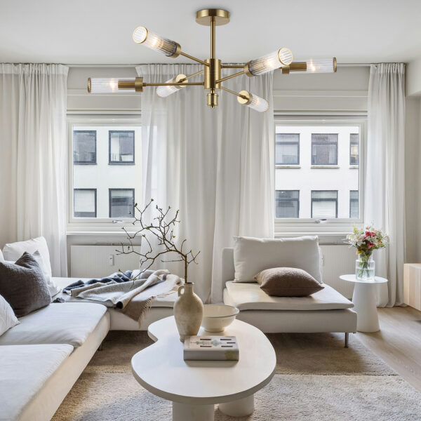 LH55161/6 BS/CL латунь/прозрачный E14/6 max 40W D830*330