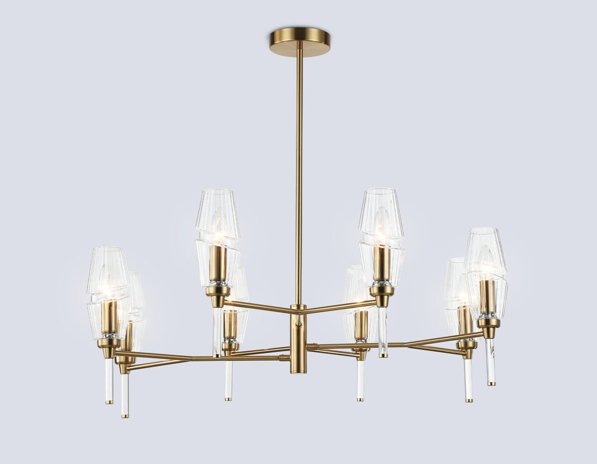 LH55202/8 BS/CL латунь/прозрачный E14*8 max 40W D800*520 — изображение 1