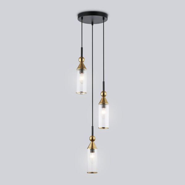 LH55252/3 BK/BS/CL черный/латунь/прозрачный E14*3 max 40W D230*1200