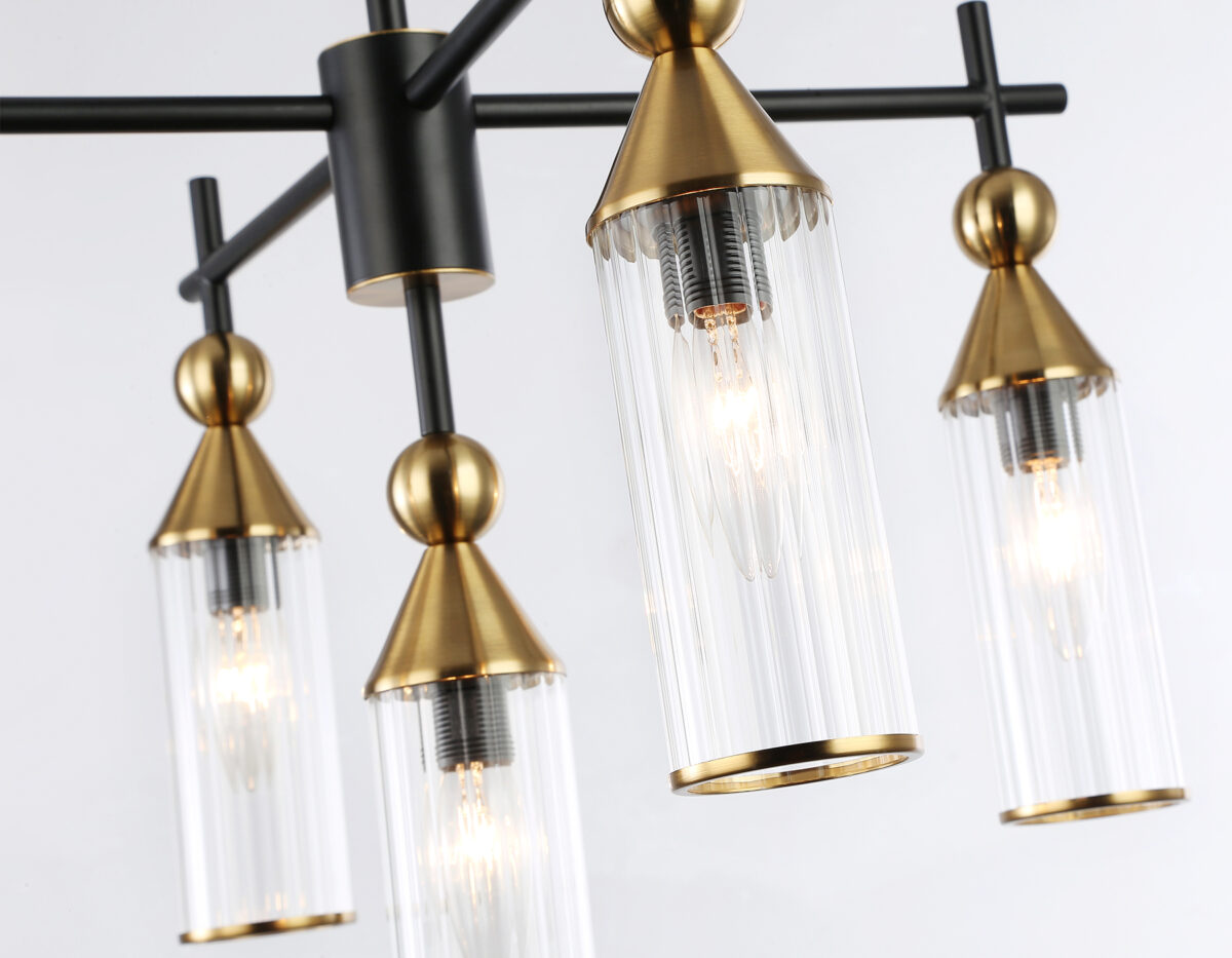 LH55256/5 BK/BS/CL черный/латунь/прозрачный E14*5 max 40W D520*520 — изображение 5