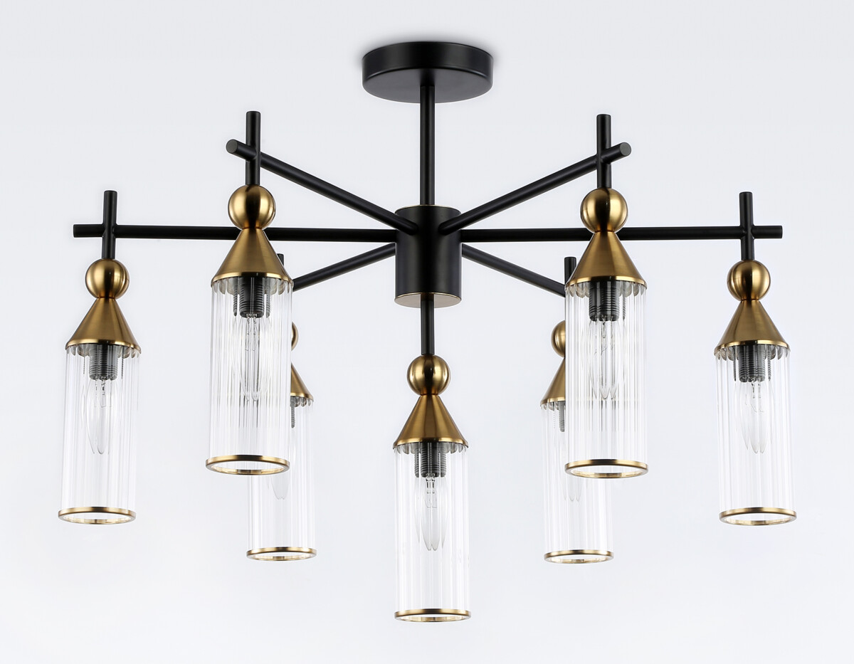 LH55257/7 BK/BS/CL черный/латунь/прозрачный E14*7 max 40W D640*520 — изображение 3