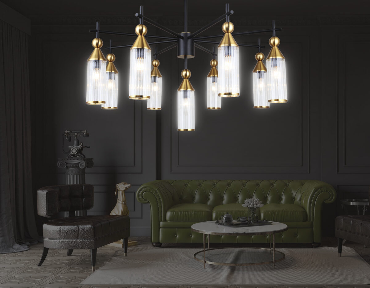 в наличии LH55258/9 BK/BS/CL черный/латунь/прозрачный E14*9 max 40W D770*530 - купить в интернет-магазине Светильники Торг