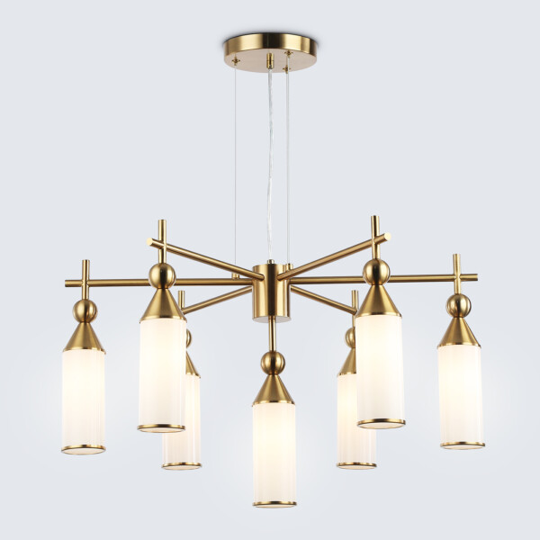 LH55278/7 BS/FR латунь/белый матовый E14*7 max 40W D640*1390