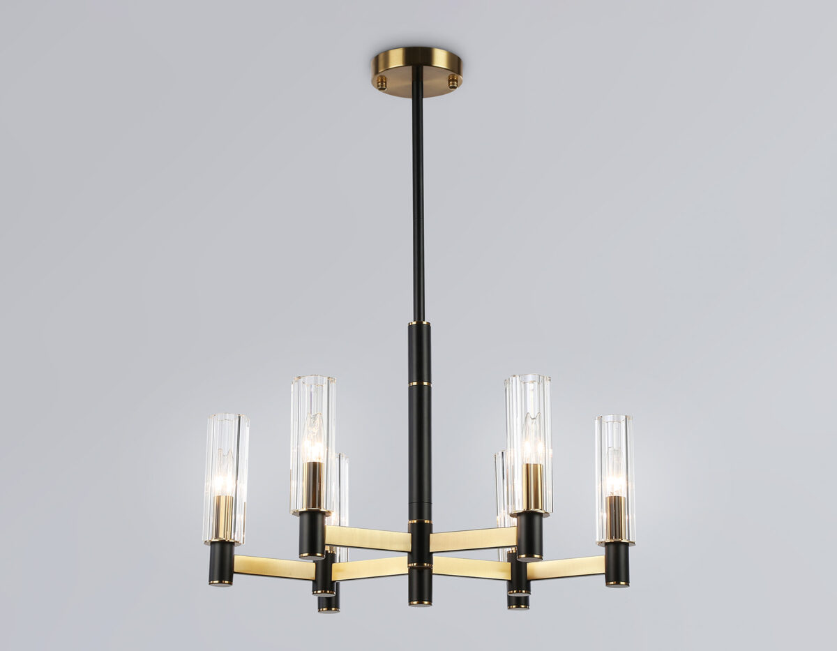 LH55511_mode1 LH55511/6 BK/BS/CL черный/латунь/прозрачный E14*6 max 40W D570*760 — изображение 1