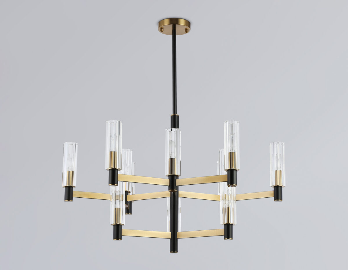 LH55515/12 BK/BS/CL черный/латунь/прозрачный E14*12 max 40W D860*905 — изображение 3