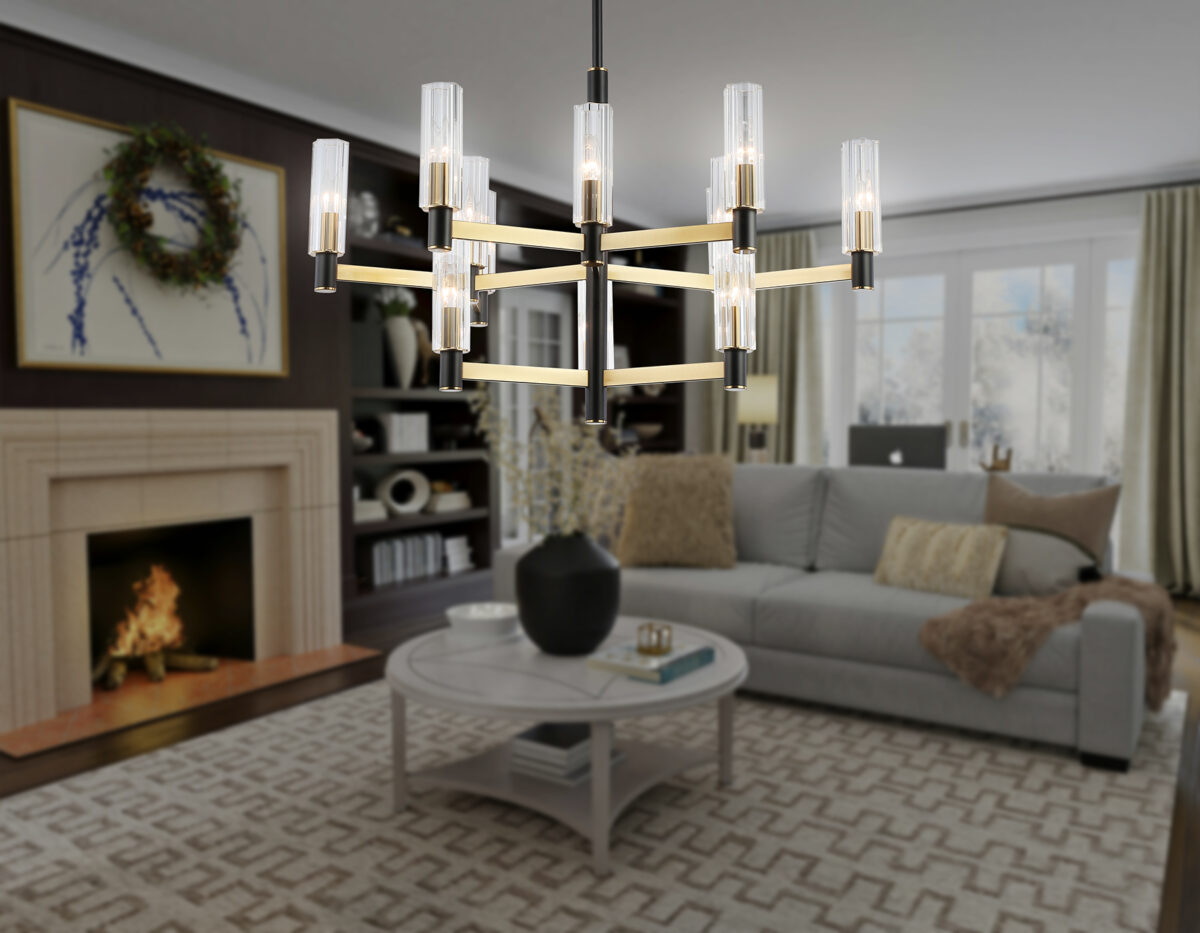 LH55515/12 BK/BS/CL черный/латунь/прозрачный E14*12 max 40W D860*905 — изображение 8