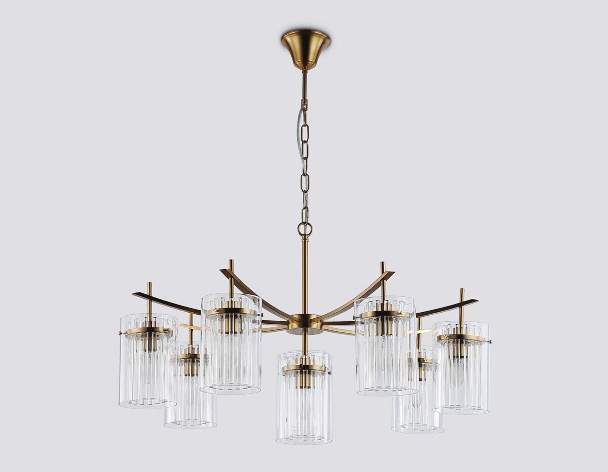 LH56033/7+1 BS/CL латунь/прозрачный E14*8 max 40W D790*1200 — изображение 3