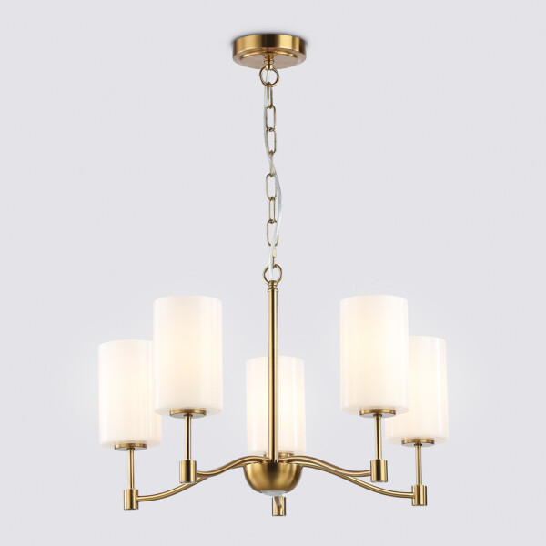 LH56051/5 BS/FR латунь/белый матовый E14*5 max 40W D590*950