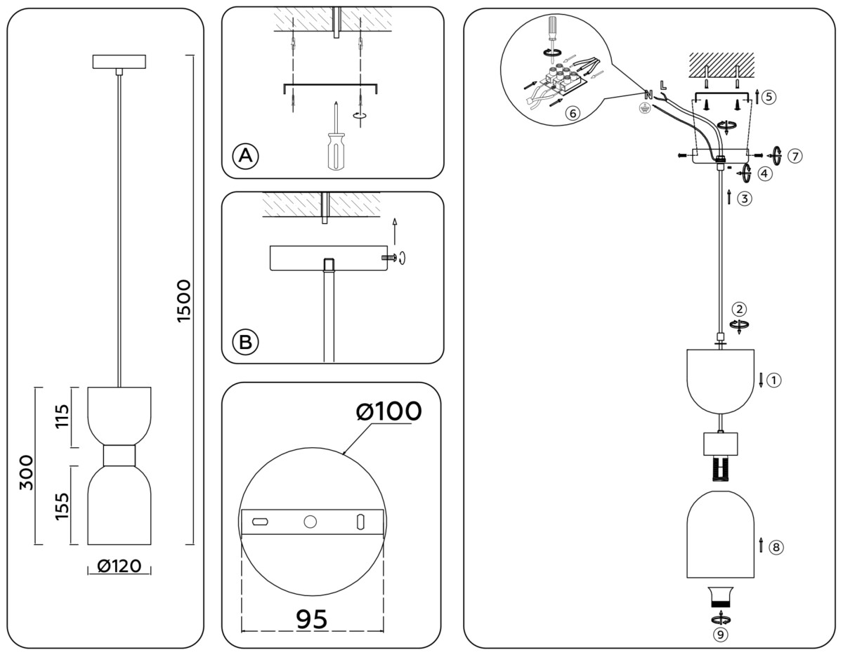 LH56091 BS/FR латунь/белый матовый E14 max 60W D120*1500 — изображение 6