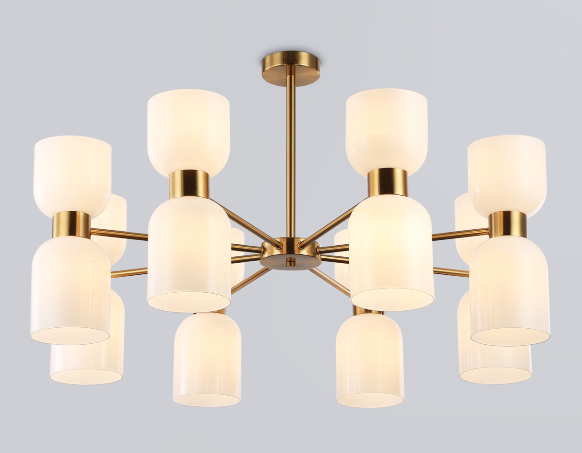 LH56095/16 BS/FR латунь/белый матовый E14*16 max 40W D860*510 — изображение 2