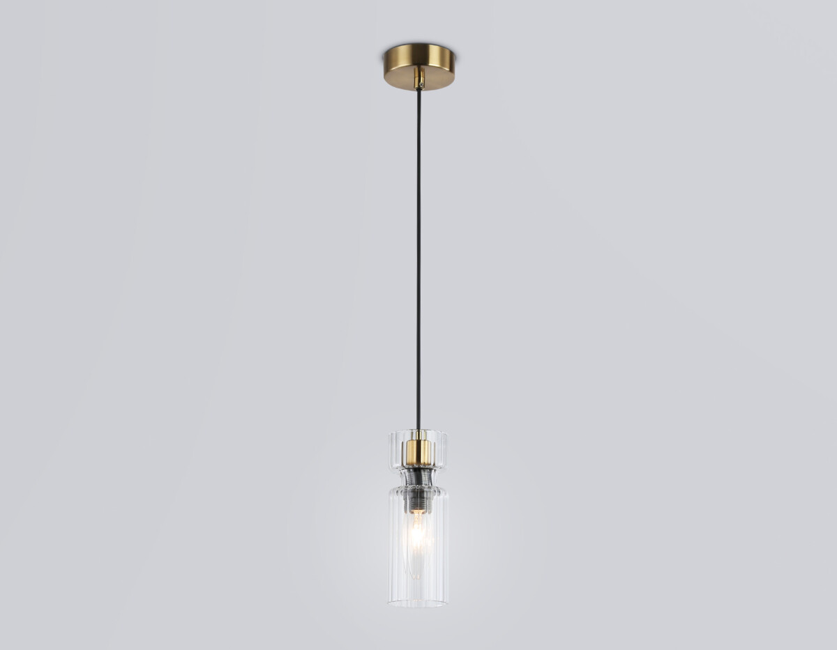 LH56111 BK/BS/CL черный/латунь/прозрачный E14 max 40W D65*1500 — изображение 1