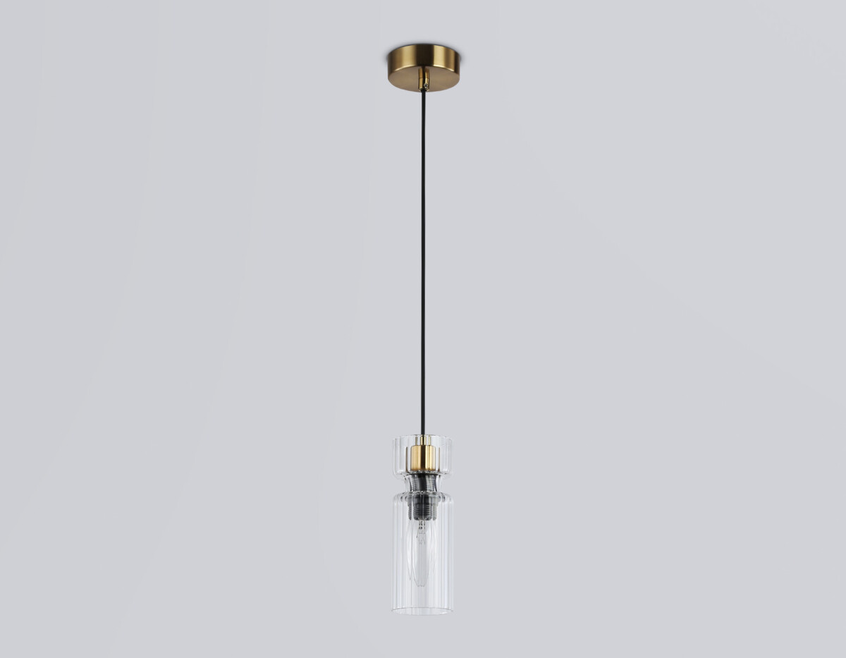 LH56111 BK/BS/CL черный/латунь/прозрачный E14 max 40W D65*1500 — изображение 3