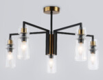 LH56113/5 BK/BS/CL черный/латунь/прозрачный E14*5 max 40W D605*350