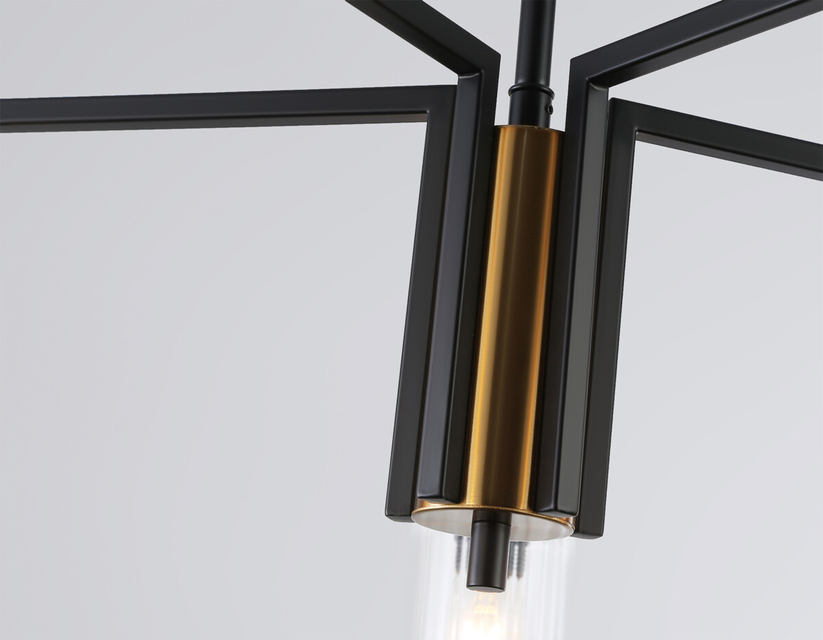 LH56113/5 BK/BS/CL черный/латунь/прозрачный E14*5 max 40W D605*350 — изображение 5