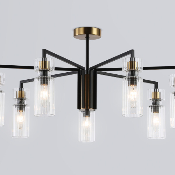 LH56115/7 BK/BS/CL черный/латунь/прозрачный E14*7 max 40W D705*350