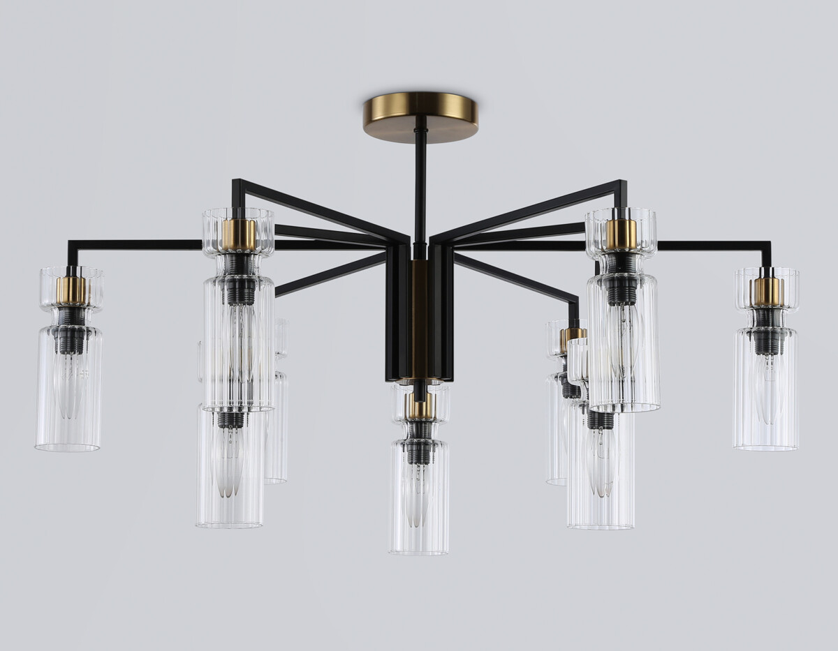 LH56117/9 BK/BS/CL черный/латунь/прозрачный E14*9 max 40W D765*440 — изображение 3