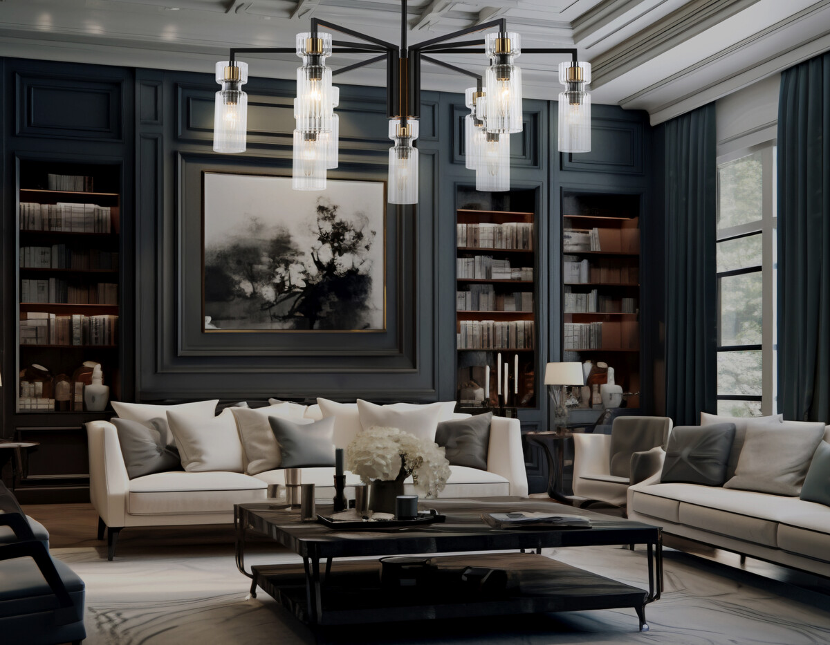 LH56117/9 BK/BS/CL черный/латунь/прозрачный E14*9 max 40W D765*440 — изображение 7