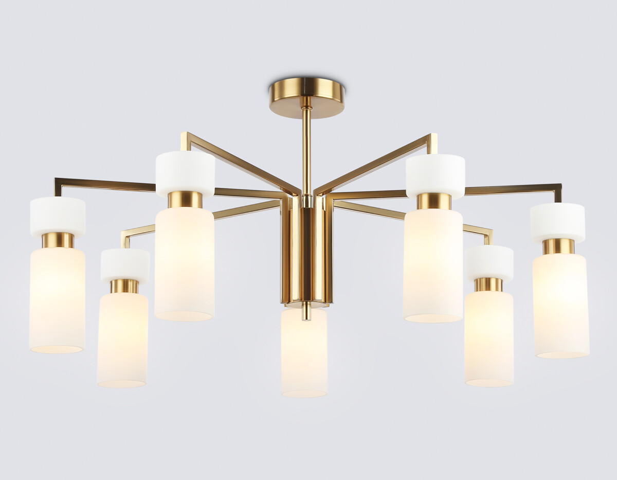 LH56126/7 BS/FR латунь/белый матовый E14*7 max 40W D705*350 — изображение 1