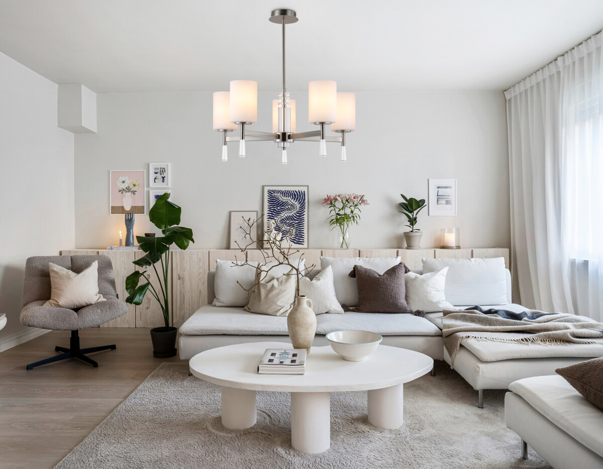 LH56251/5 SN/FR никель/белый матовый E27/5 max 60W D600*590 — изображение 1