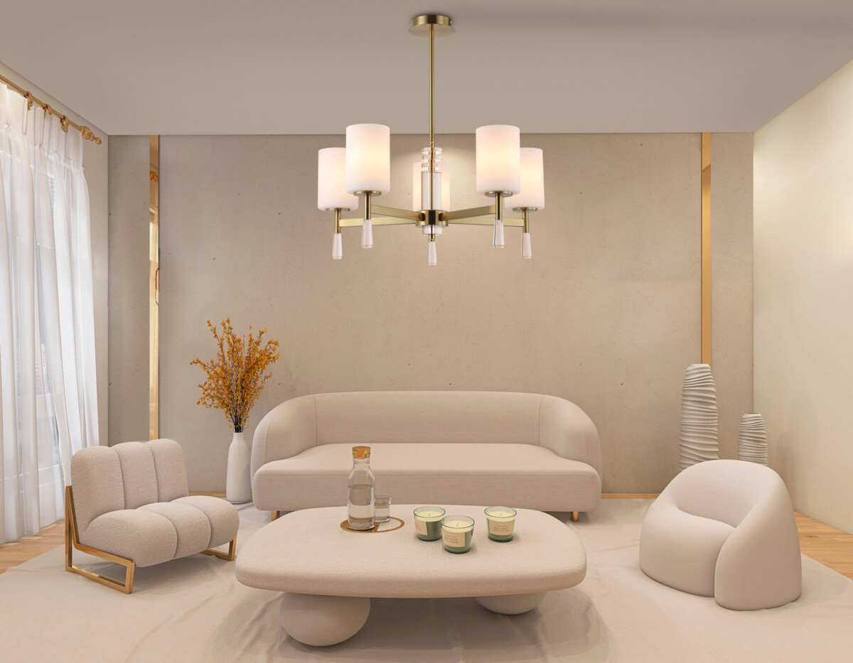 LH56261_inside LH56261/5 BS/FR латунь/белый матовый E27/5 max 60W D600*590 — изображение 1