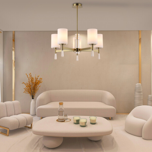 LH56261/5 BS/FR латунь/белый матовый E27/5 max 60W D600*590