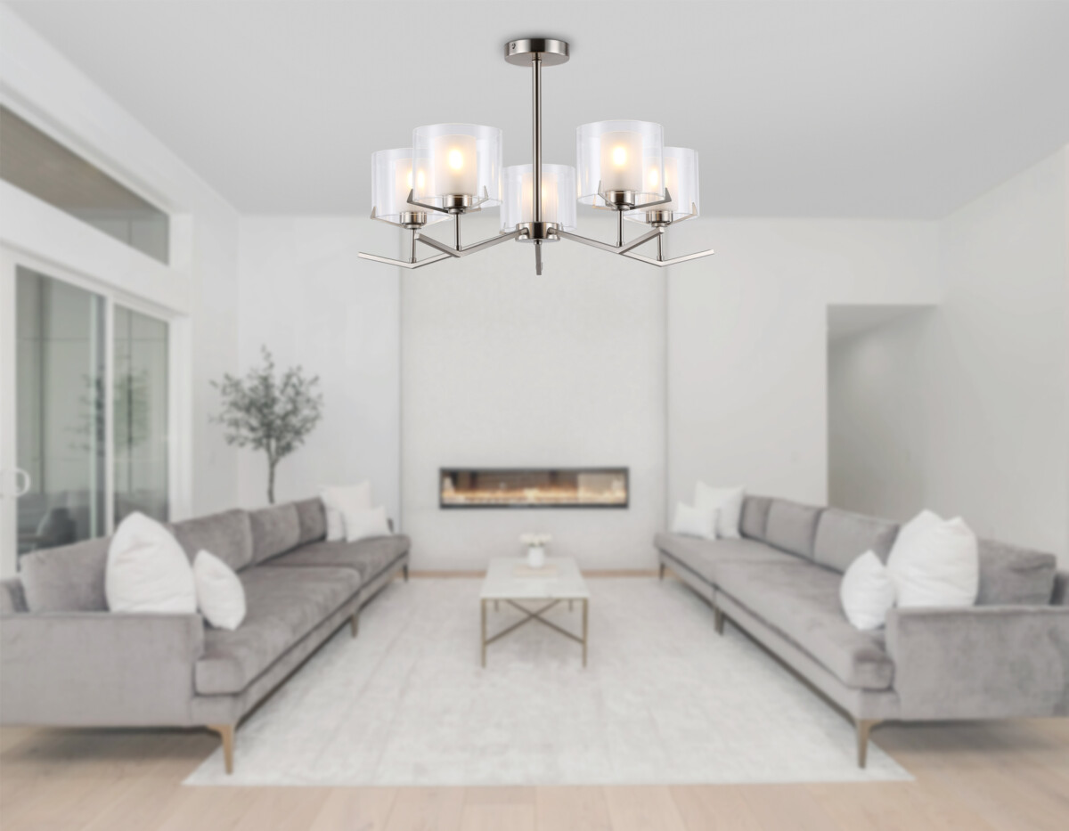 LH57001/5 SN/FR никель/белый матовый E14/5 max 40W D690*390 — изображение 1