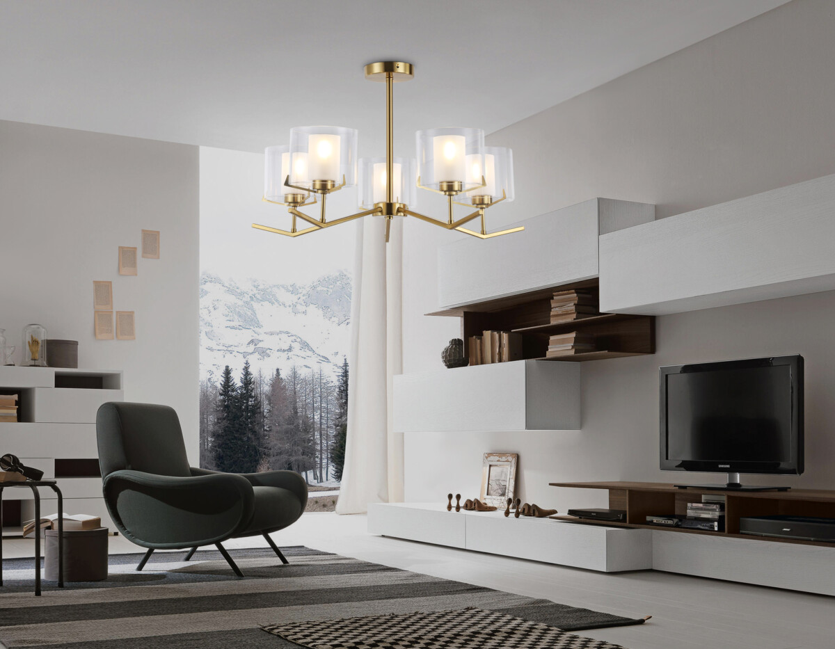 LH57007/5 BS/FR латунь/белый матовый E14/5 max 40W D690*390 — изображение 1