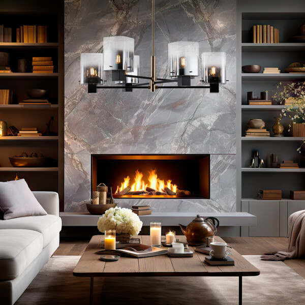 LH57041/6 BK/DBS/SM черный/темная латунь/дымчатый E14/6 max 40W D690*690