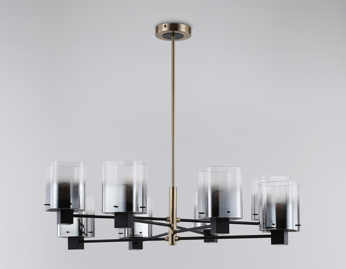 LH57043/8 BK/DBS/SM черный/темная латунь/дымчатый E14/8 max 40W D830*710 — изображение 4