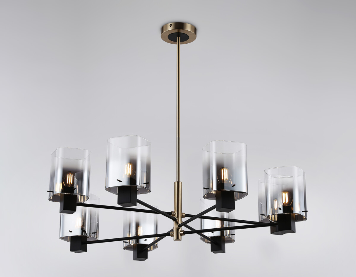 LH57043/8 BK/DBS/SM черный/темная латунь/дымчатый E14/8 max 40W D830*710 — изображение 5