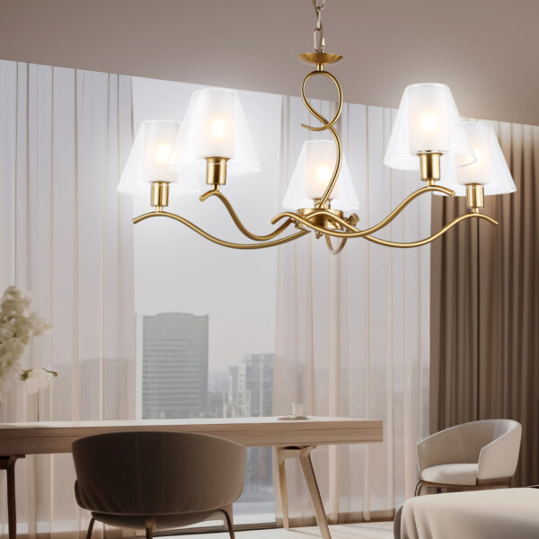 LH57091/5 BS/FR латунь/белый матовый E14/5 max 40W D690*790