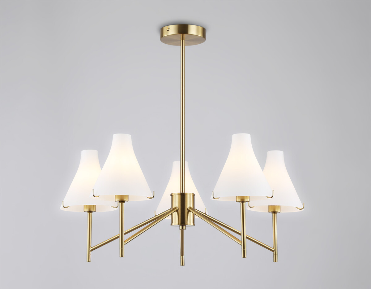 LH57133/5 BS/FR латунь/белый матовый E14/5 max 40W D650*590 — изображение 3