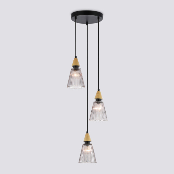 LH58112/3 BK/LW/SM черный/светлое дерево/дымчатый E14*3 max 40W D270*1200