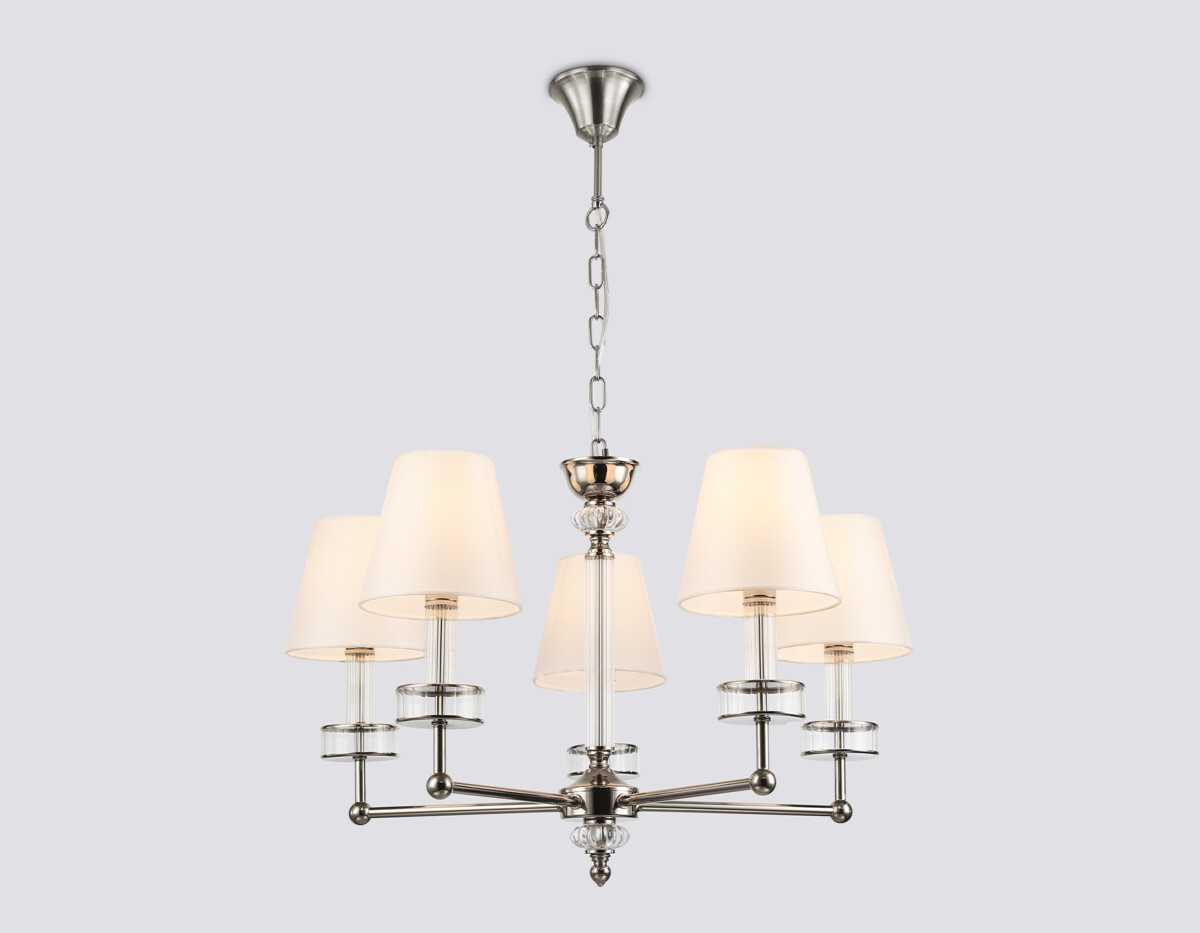 LH71001_mode1 LH71001/5 BN/WH никель/белый E14*5 max 40W D670*1130 — изображение 1