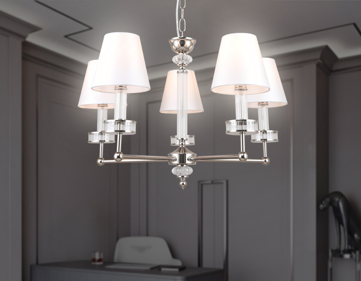 LH71001/5 BN/WH никель/белый E14*5 max 40W D670*1130 — изображение 6