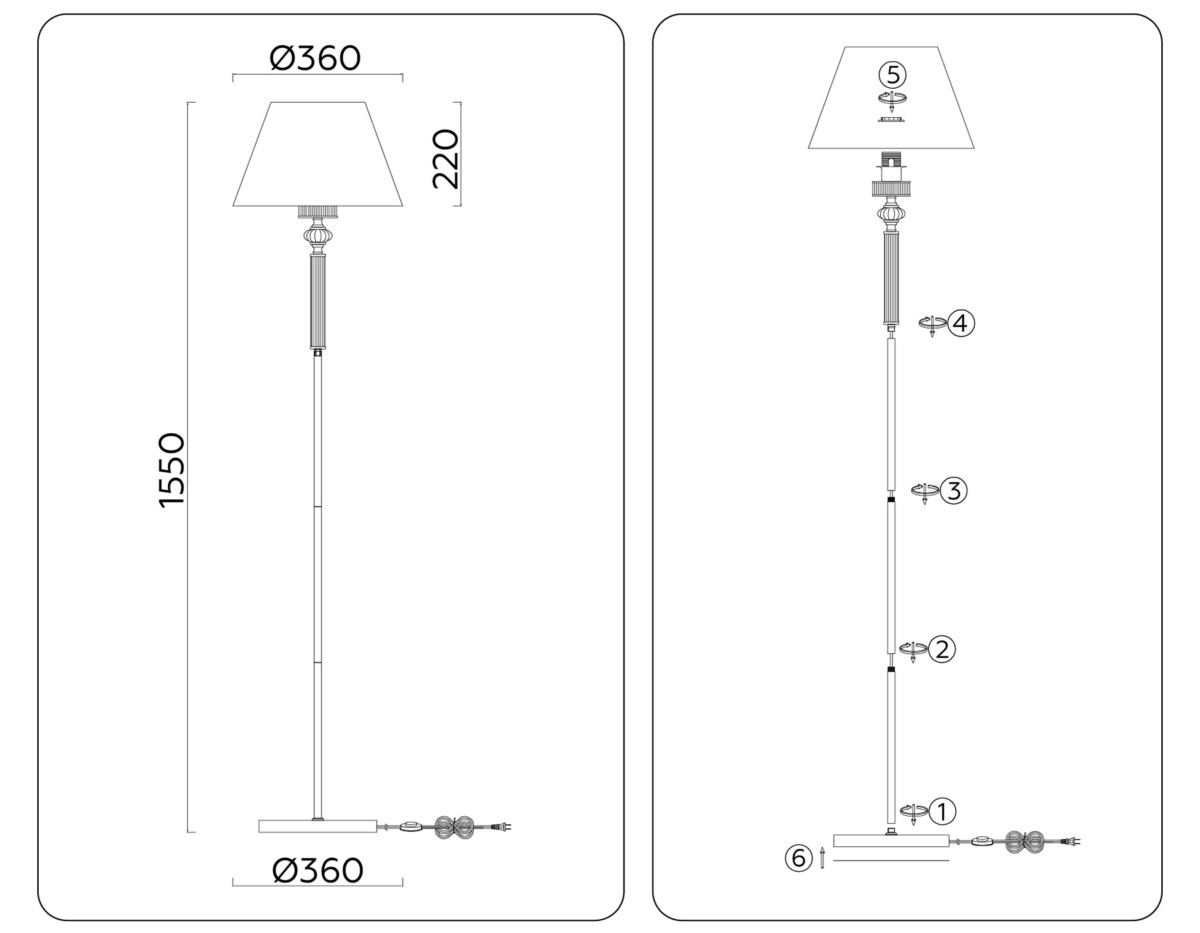 LH71028 BS/WH латунь/белый E27 max 60W D360*1550 — изображение 6