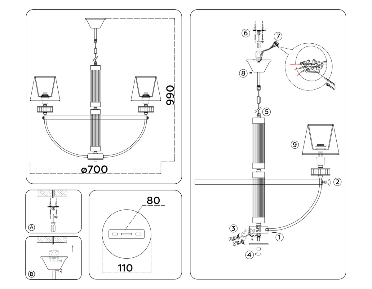 LH71251/5 BS/WH латунь/белый E14/5 max 40W D700*990 — изображение 6