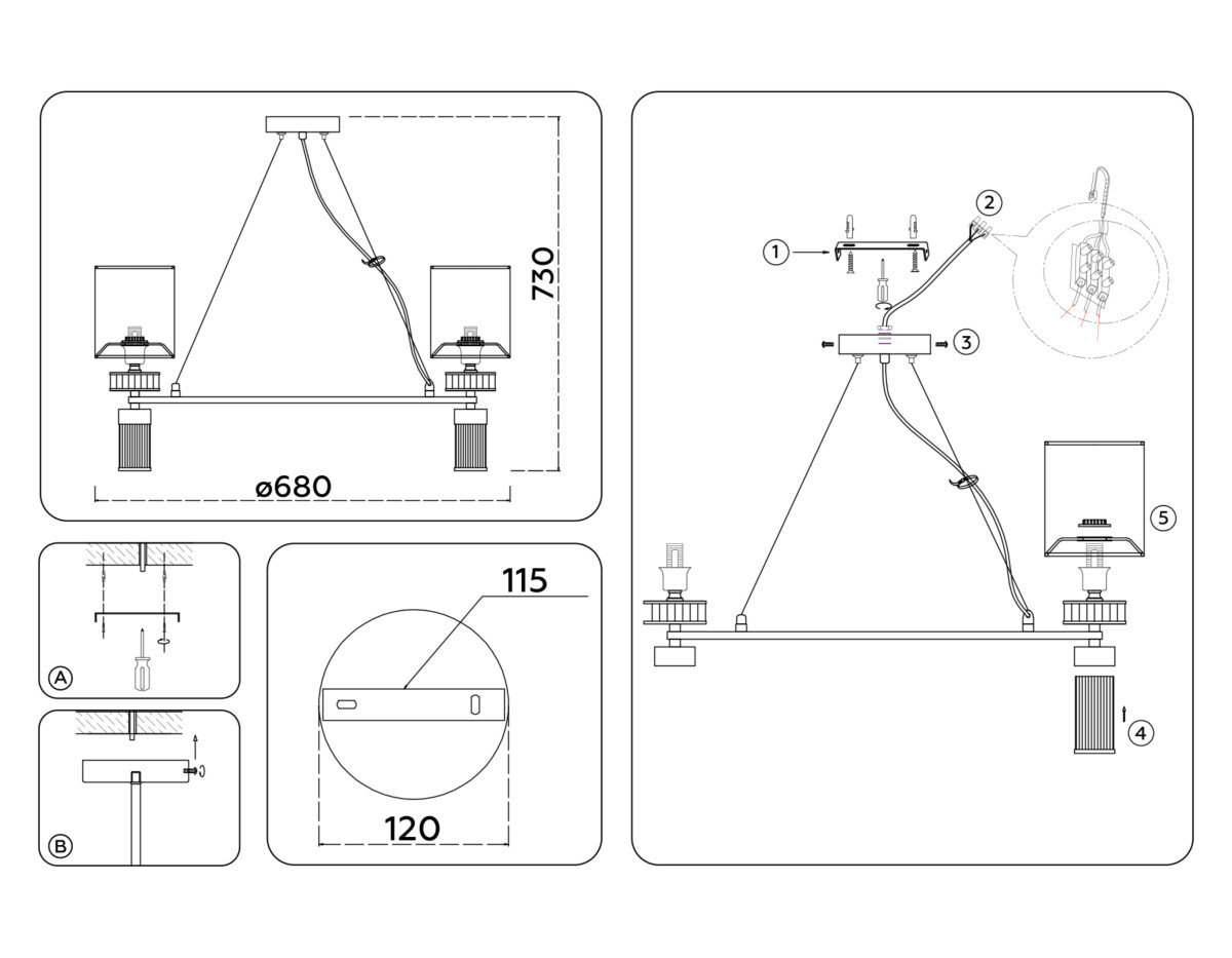 LH71291/6 SN/WH никель/белый E14/6 max 40W D680*730 — изображение 5