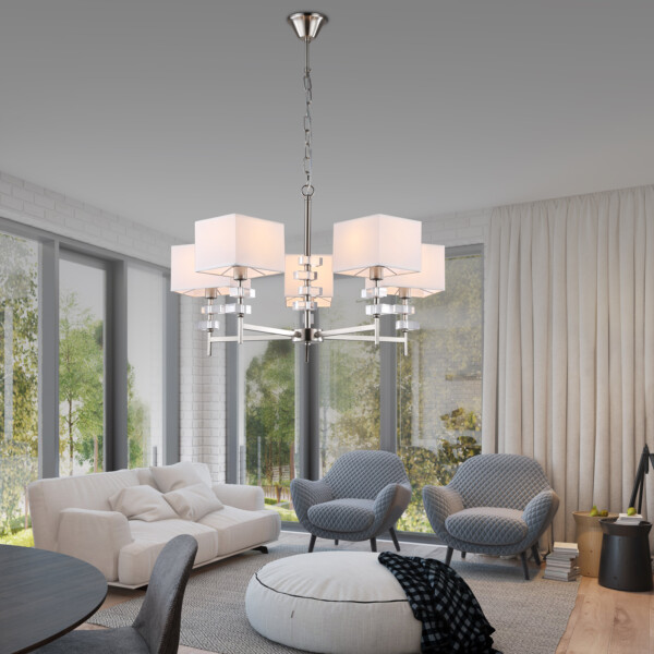 LH71321/5 SN/WH никель/белый E14/5 max 40W D700*850