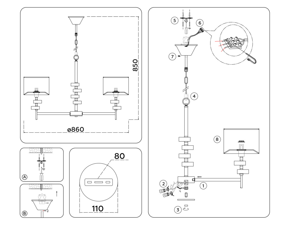 LH71323/7 SN/WH никель/белый E14/7 max 40W D860*850 — изображение 6